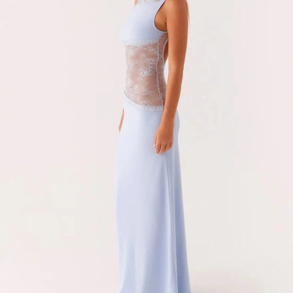Peppermayo Light Blue Backless Dress with Lace Detail - Picture 3 of 3